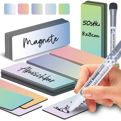 Productafbeelding van 50 Stuks Beschrijfbare Magneetstrips, 8x3 cm voor Whiteboard en Koelkast