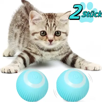 Produktbild von 2pc Katzenspielzeug Elektrisches Ball,mit LED Licht, mit USB-Aufladung, 2 Betriebsmodi,360° rollender intelligenter Ball für Katzen und Hunde,Blau