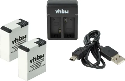 Produktbild von vhbw Ladezubehör-Set kompatibel mit GoPro Hero 3 White Edition Action-Cam - 1x Ladegerät, 1x Ladekabel, 2x Akku