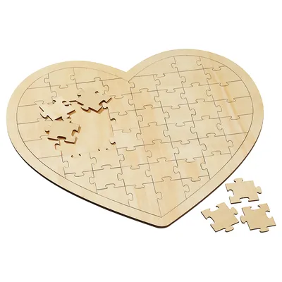 Produktbild von Holz Wunschherz Puzzle 49 Puzzleteile Hochzeit Gästebuch Feier Andenken