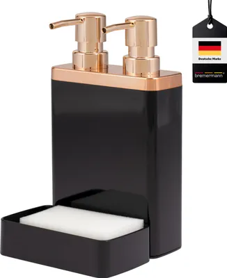 Produktbild von bremermann Spülbecken-Organizer mit Doppel-Spülmittelspender und Schwammhalter, schwarz-rosegold