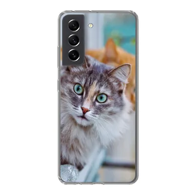 Produktbild von MuchoWow® Handyhülle Schutzhülle Hülle für Samsung Galaxy S21 FE Katze - Fenster - Katzen Silikon Softcase Handy Hülle - Mobiltelefonhülle