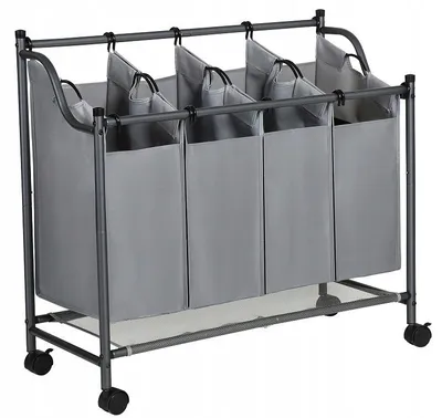 Obrázek produktu pro Songmics Skládací koš na prádlo 4 přihrádky 140L šedý