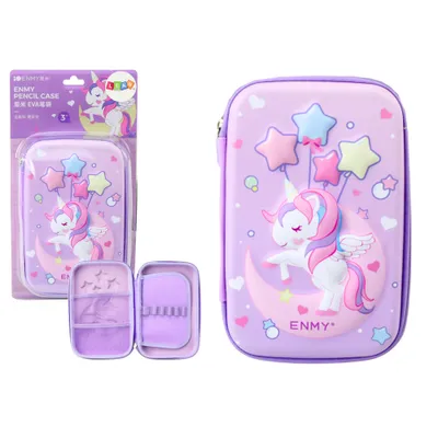 Produktbild von Lean Toys XL 3D-Einhorn-Federmäppchen erweiterbare Federtasche in Lila