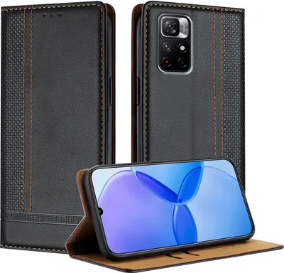 Produktbild von Handyhülle für Xiaomi Poco M4 Pro 5G Leder Flip Klappbare Schutzhülle mit Standfunktion Schwarz
