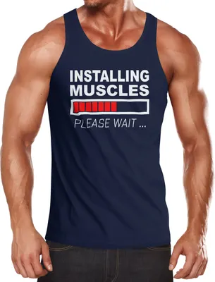 Produktbild von Herren Tanktop Installing Muscles Please Wait Fitness Gym Bodybuilder Moonworks® S