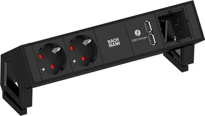 Produktbild von BACHMANN DESK2 2x Schutzkontakt 1x USB-Charger 1x ABD, schwarz