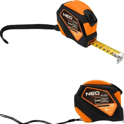 NEO TOOLS Miara zwijana stalowa 5 m x 25 mm, auto blokada,