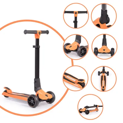 Produktbild von Byox Kinderroller Lamborghini 3 Räder klappbar PolyurethanRäder ABEC-7 LED-Räder Bremse orange