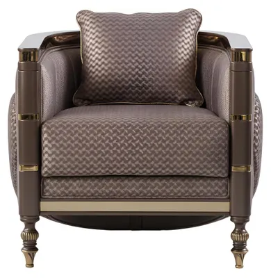 Produktbild von Sessel Farbe Braun Stil Art Déco Holzrahmen Weiche Seitenwände