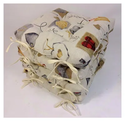 Produktbild von Set von 4 Stuhlkissen/Sitzkissen Klara 42 x 42 cm Dicke 8 cm, Stoff Mirha Leinen Love - Hergestellt in der EU