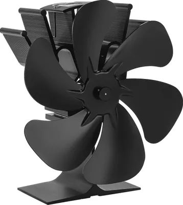 Immagine prodotto di Fiqops camino stufa ventilatore elettrico stufa 6 pale ventilatore camino per camino tubo con termometro