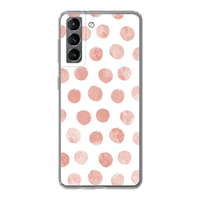 Produktbild von MuchoWow® Handyhülle Schutzhülle Hülle für Samsung Galaxy S21 Polka dots - Rosa - Weiß Silikon Softcase Handy Hülle - Softcase