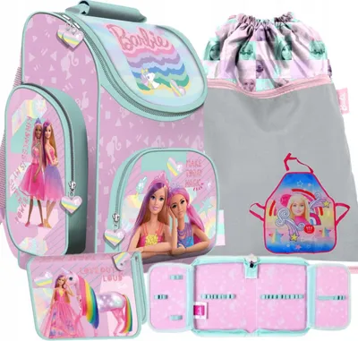 Produktbild von 4tlg BARBIE Schulranzen set Rucksack Federtasche Sportbeutel SCHÜRZE