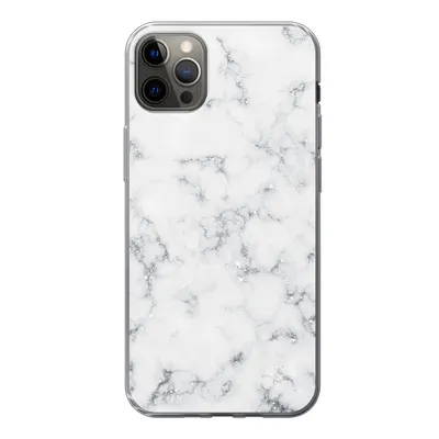 Produktbild von MuchoWow® Handyhülle Schutzhülle Hülle für iPhone 13 Pro Max Marmor - Weiß - Silber - Glitter - Marmoroptik - Chic Silikon Softcase Handy Hülle - Mobiltelefon