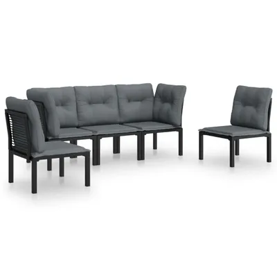 Produktbild von vidaXL 5-tlg. Garten-Lounge-Set Schwarz und Grau Poly Rattan