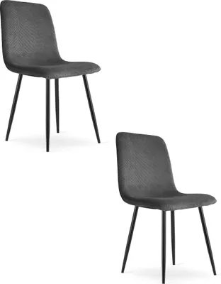 Imagen del producto de Sillas Rift, tapizadas en tela de color gris con patas negras (juego de 2)