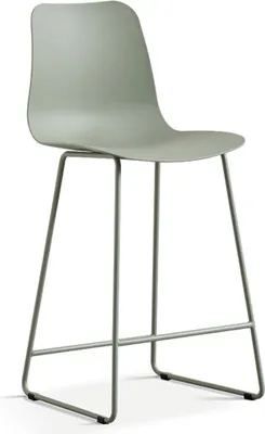 Productafbeelding van Counterstoel MARIO – PP grijs-groen – Metalen poten – Hoogte 100,5 cm – Moderne stijl