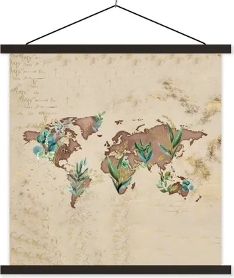 Produktbild von MuchoWow® Textilposter Weltkarte - Braun - Vintage 40x40 cm mit schwarzem Rahmen - Fotos