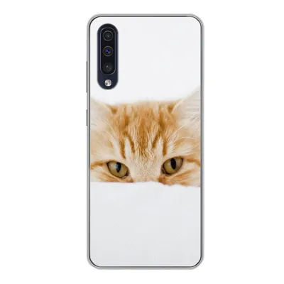 Produktbild von MuchoWow® Handyhülle Schutzhülle Hülle für Samsung Galaxy A50 Katze - Rot - Weiß - Mädchen - Jungen - Kind Silikon Softcase Handy Hülle - Mobiltelefonhülle