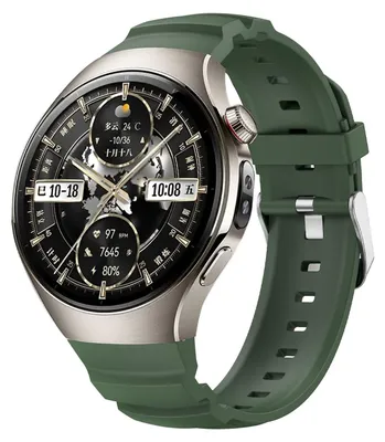 Obrázek produktu pro Pro Huawei Watch 5 46mm Silicone Classic Metal Buckle Replacement Smart Watch Strap Dark Green