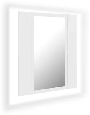 Zdjęcie produktu dla Lustro z oświetleniem LED RGB, szafka łazienkowa, szafka do łazienki, lustro ścienne, lustro do łazienki z półkami, wymiary 40x12x45 cm, kolor biały