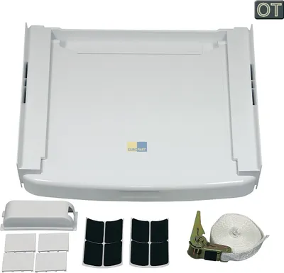Produktbild von Wpro SKS101 Verbindungsrahmen Waschmaschine/Trockner Säule ORIGINAL Bauknecht 484000008436 480181701002 Zwischenbaurahmen UNIVERSAL ausziehbar Ablage wie Ignis Whirlpool Ikea