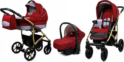 Produktbild von BabyLux® Largo | 3in1 Kinderwagen Set | Chili Silver | Kombikinderwagen | Kinderwagenset | Buggy
