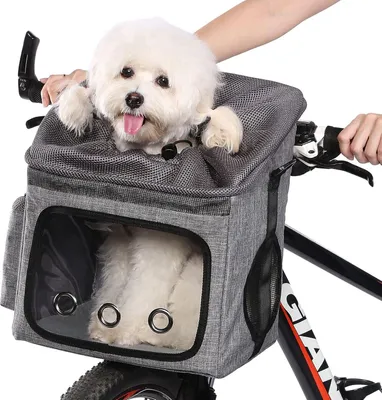 Produktbild von Fahrradkorb für Hunde - Tragbare Haustiertasche mit Sicherheitsgurt und verstellbarem Schulterriemen