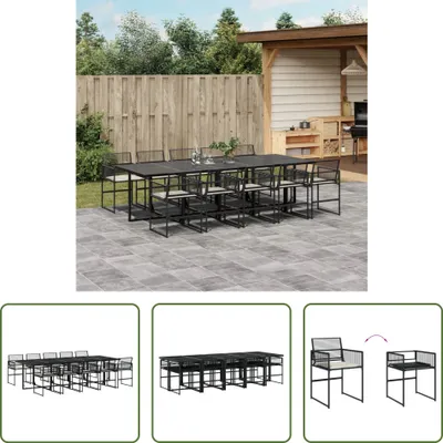 Produktbild von The Living Store 11-tlg. Garten-Essgruppe mit Kissen Schwarz Poly Rattan