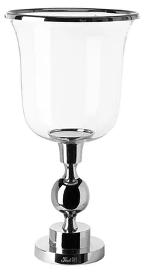 Produktbild von Fink SAMANTA, Windlicht, Windlicht mit Glas, Aluminium, vernickelt, Glas, glatt, silberfarben, L. 26 cm, B. 26 cm, H. 48 cm, D. 26 cm 146281