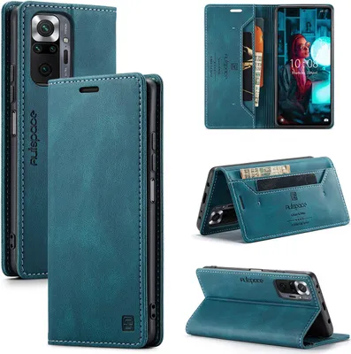 Obrázek produktu pro Redmi Note 10 Pro Wallet Case Cover, retroPolyuretankožené pouzdro Stand Protective Cover pro Xiaomi Redmi Note 10 Pro/Note 10 Pro Max Blue