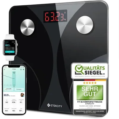 Produktbild von Körperwaage Personenwaage Körperfettwaage - bis 180 kg - 0,05 kg genau - Hochpräzise - Digitale Anzeige - Für das Badezimmer