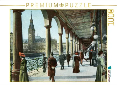 Produktbild von CALVENDO Puzzle Alsterarkaden mit Blick zum Hamburger Rahthaus | 1000 Teile Lege-Größe 64 × 48 cm Foto-Puzzle für glückliche Stunden