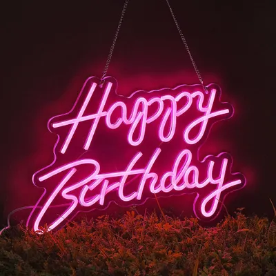 Produktbild von Happy Birthday Urodzinowa Dekoracja Urodzinowa Led Neon Świetlny Neonowy Znak Dekoracja Urodzinowa USB Różowy
