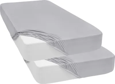 Produktbild von 2 er Pack Spannbettlaken Jersey Spannbetttuch 100% Baumwolle Bettlaken Spannbettuch Laken 28 Farben, Größe:90 x 200 cm, Farbe:Grau