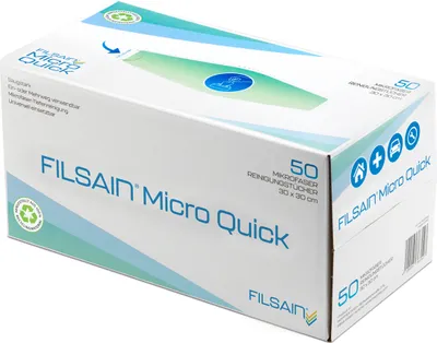 Produktbild von Mikrofasertücher FilSain® Micro Quick - Box (Inhalt 50Stück) | Mikrofasertücher in der Spenderbox