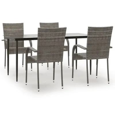 Produktbild von vidaXL 5-tlg. Garten-Essgruppe Grau Poly Rattan