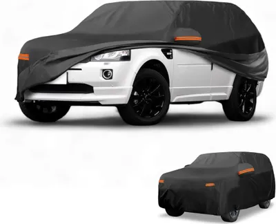Image de Housse De Voiture ImpermšŠable Toutes Saisons Pour Land Rover Freelander 1998-2015 Pour Land Rover Freelander 2 1998-2015 210D-Pu Noir Avec Bandes RšŠflšŠchissantes