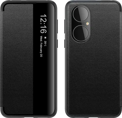 Produktbild von Huawei P50 Pro Hülle, Smart View Intelligente Wake up-/Sleep Leder Schutzhülle für Huawei P50 Pro Schwarz