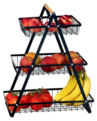 Etagère 3 Etagen, schwarz, 49x40x20 cm, Metall/Holz