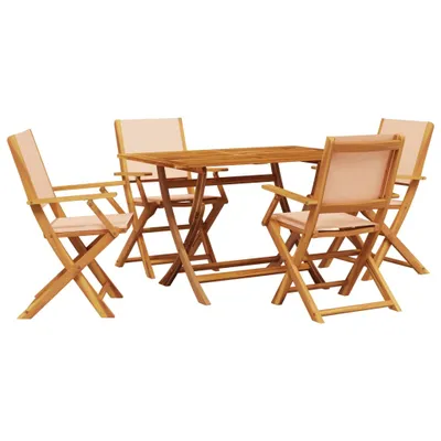 Produktbild von 5-tlg. Garten-Essgruppe Stoff und Massivholz Beige
