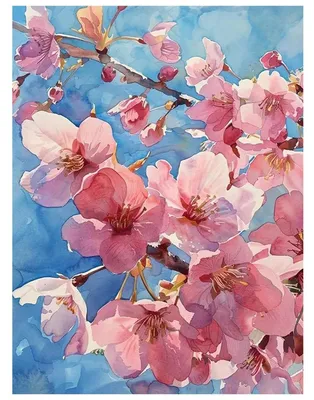 Produktbild von Diamond Painting Blumen Kirschblüten 30x40cm 5D Vollbohrer Bastelset Wanddekoration