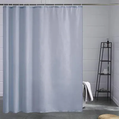 Immagine prodotto di Tenda in poliestere impermeabile grigio-blu per bagno o doccia, 12 ganci, 200x200 cm.