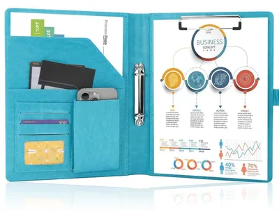 Produktbild von Schreibmappe A4 Konferenzmappe mit 2 Ringbuch und Magnetverschluss, Türkis