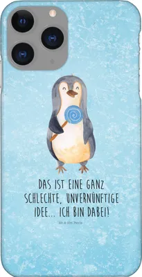 Produktbild von Mr. & Mrs. Panda Iphone 11 Pro Handyhülle Pinguin Lolli - Eisblau - Geschenk, Pinguine, Unvernünftig, Süßigkeiten, Premium Kunststoff, Spruch, Handy Case
