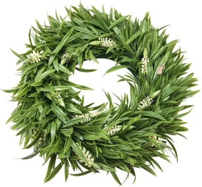 Produktbild von artplants.de Künstlicher Lavendelkranz CONSTANZE, weiß Blüten, grün, 30cm - wetterfest - Tischkranz - Türkranz Lavendel