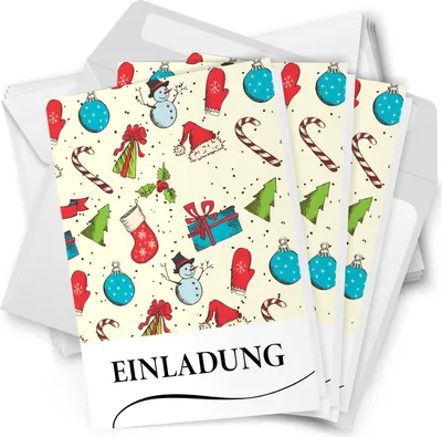 Produktbild von 10 x Einladungskarten Klappkarten Weihnachten mit Umschlag zur Weihnachtsfeier Motiv Weihnachtliche Motive