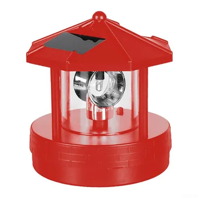 Produktbild von Außenleuchten, Solar Rotierender Leuchtturm, LED Solar Leuchtturm, Außen Garten Wasserdicht Straßenlaterne für Rasen, Hof, Terrasse, 10x10x11,5cm, Rot