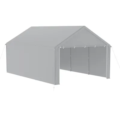 Produktbild von JOIEYOU 4x6m Gerätehäuser 24㎡ Gerätezelt Faltpavillon UV-Schutz Garagenzelt mit Seitenwänden & Belüftungsöffnungen Wasserdicht Geräteschuppen aus PE Tuch & Metallrahmen Outdoor Carport (Grau)